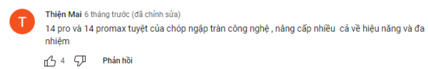 Bình luận của người dùng trên nền tảng Youtube về tính đa nhiệm và hiệu năng mạnh mẽ của iPhone 14 Pro